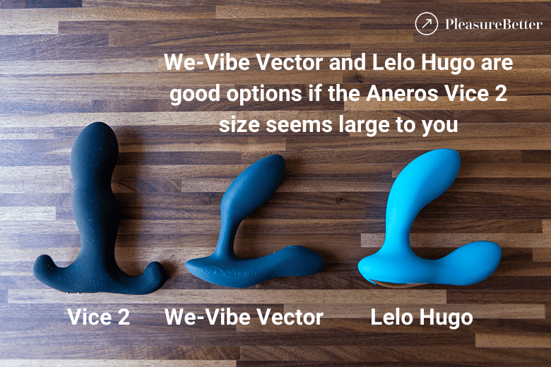 Aneros Vice 2 vs Lelo Hugo and We-Vibe Vector Size