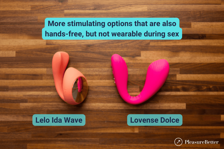Lelo Ida Wave and Lovense Dolce are more stimulating hands-free options for solo play than the Dame Eva