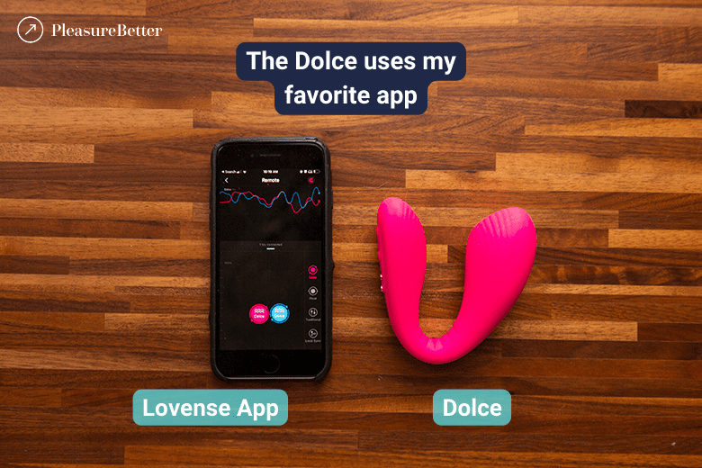 Lovense Dolce and Lovense app showing separate looping patterns for each motor