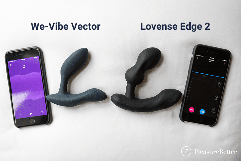 Lovense Edge and We-Vibe Vector Prostate Massagers for size comparison