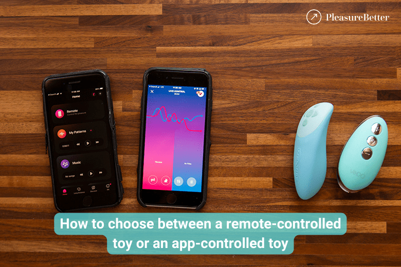 Left to right: Lovense remote app, Satisfyer app, We-Vibe Chorus remote control, and VeDO remote control