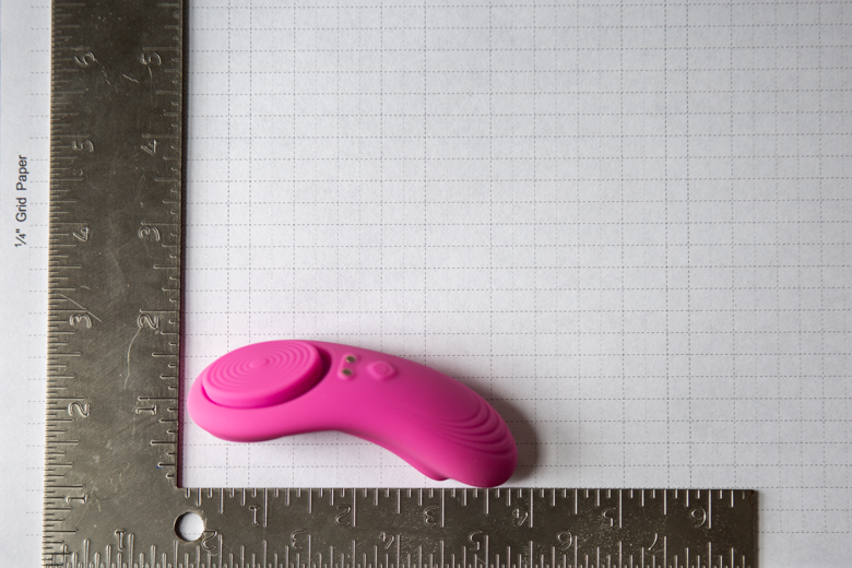 NS Novelties Techno Lucy Dimensions Photo - Product Set On Graph Paper With Carpenter Square to See Size
