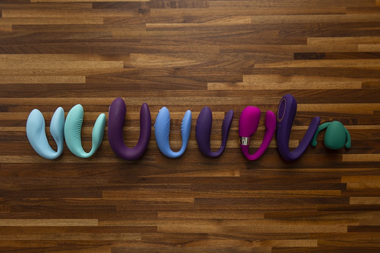 Several Hands-Free Couples Vibrators designed for stimulation during partnered sex