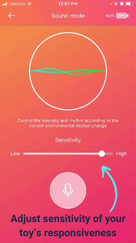 Svakom App Sound Mode Screenshot Showing Sensitivity
