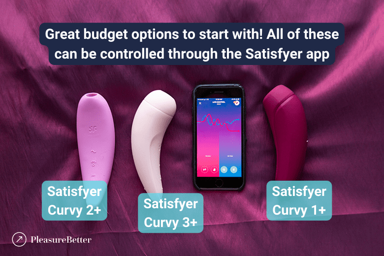The three Satisfyer Curvy models with the Satisfyer app