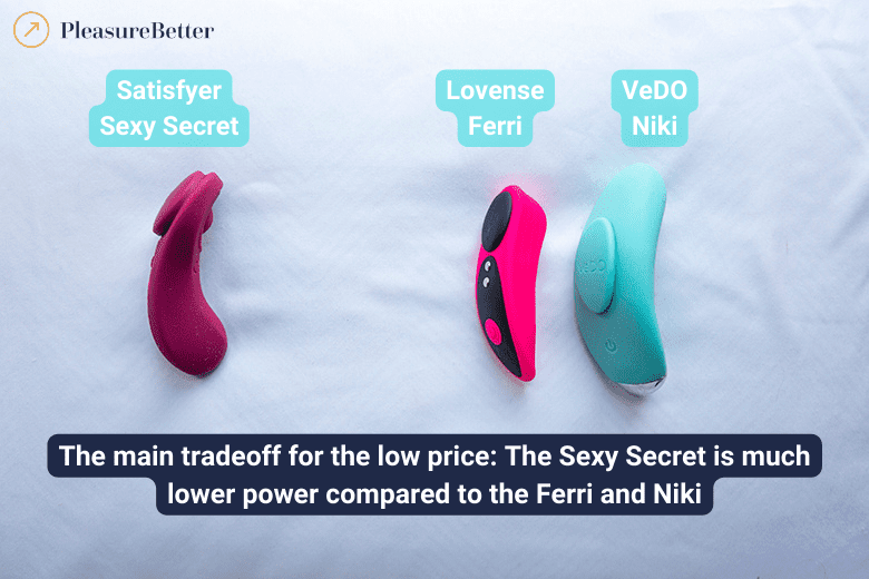 Tradeoffs you make for the Sexy Secret's lower price compared to other remote control panty vibrators - primarily vibration strength