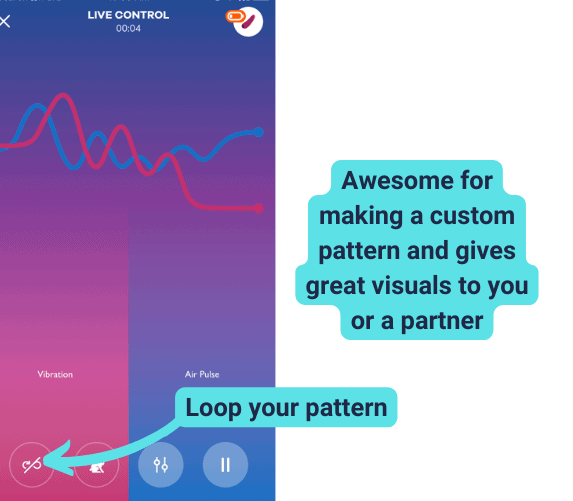 Using the loop button to create your own patterns in the Satisfyer app