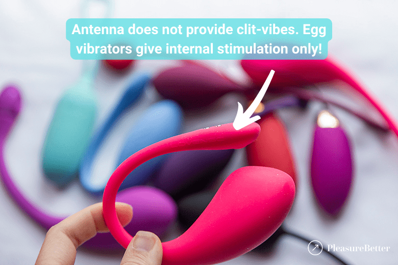 View of Lovense Lush and other egg vibrators' antennas showing that they do not provide clitoral stimulation