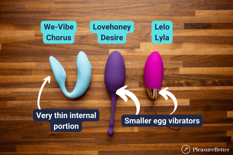 We-Vibe Chorus, Lovehoney Desire Egg, Lelo Lyla 2 - smaller insertable vibrators for people who prefer thinner toys