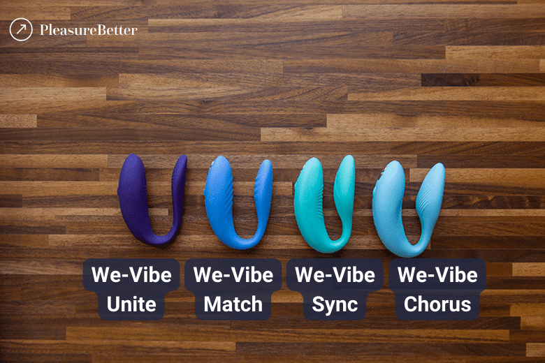 We-Vibe Unite, Match, Sync, and Chorus, Lined Up Oldest to Newest for Visual Comparison