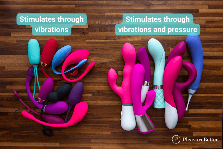 Wearable vs handheld remote control G-spot vibrators; Wearables stimulate through vibrations, whereas handhelds can give pressure and vibrations
